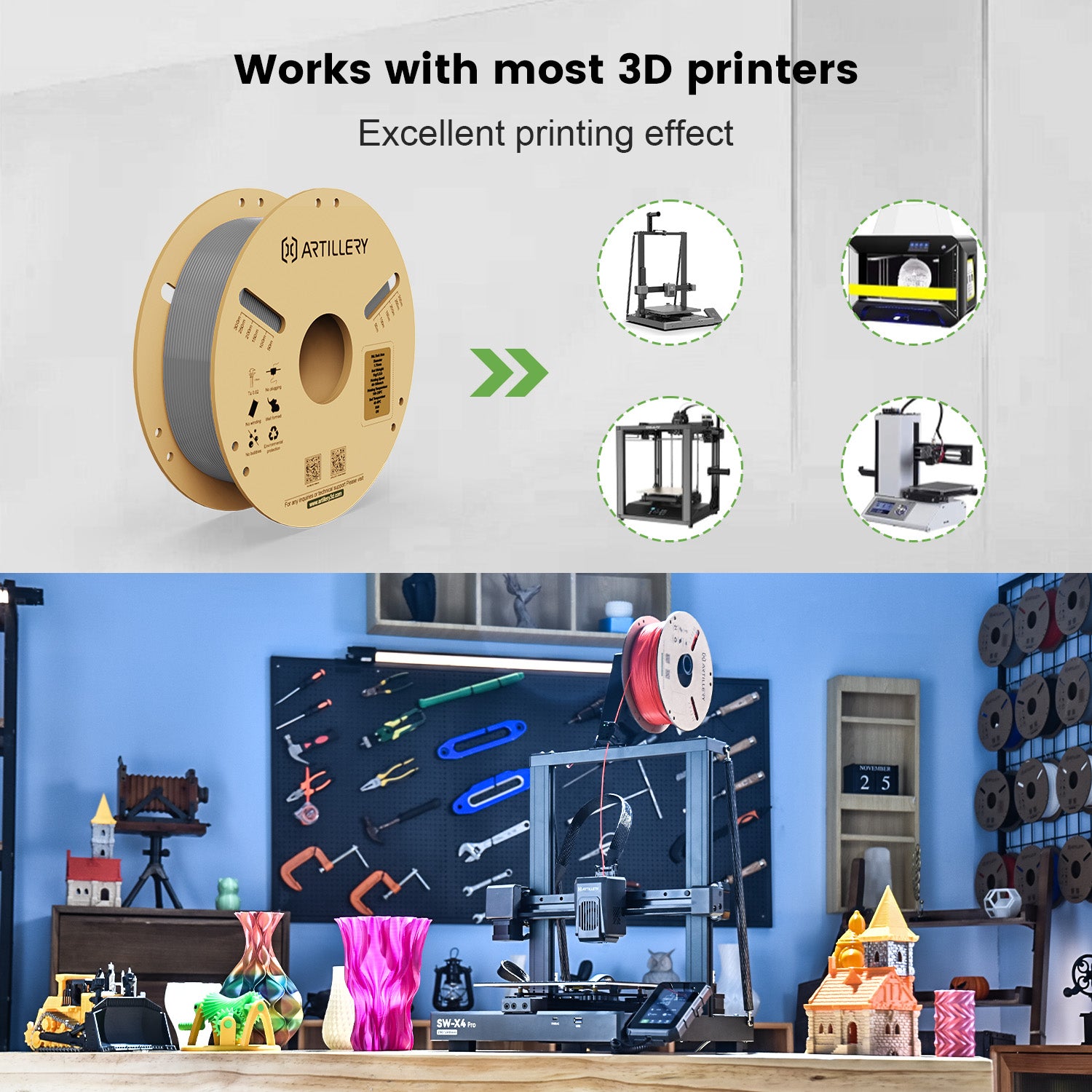 Filament d'imprimante 3D PLA de 1.75 mm de diamètre 10kg